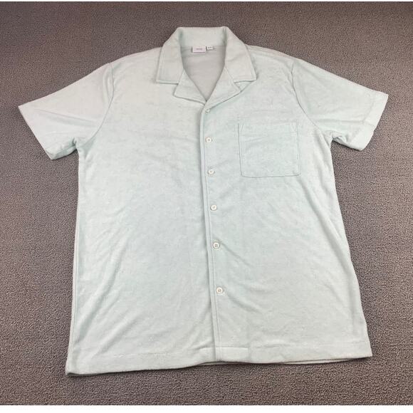 Onia Terry Camp Shirt Men's M Mint Green Short Sleeve Button Front Resort - Picture 1 of 9